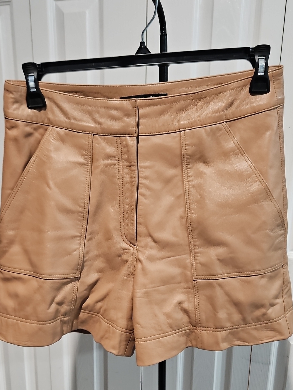 Sz 8 - Karen Millen Tan Leather High Waist Shorts